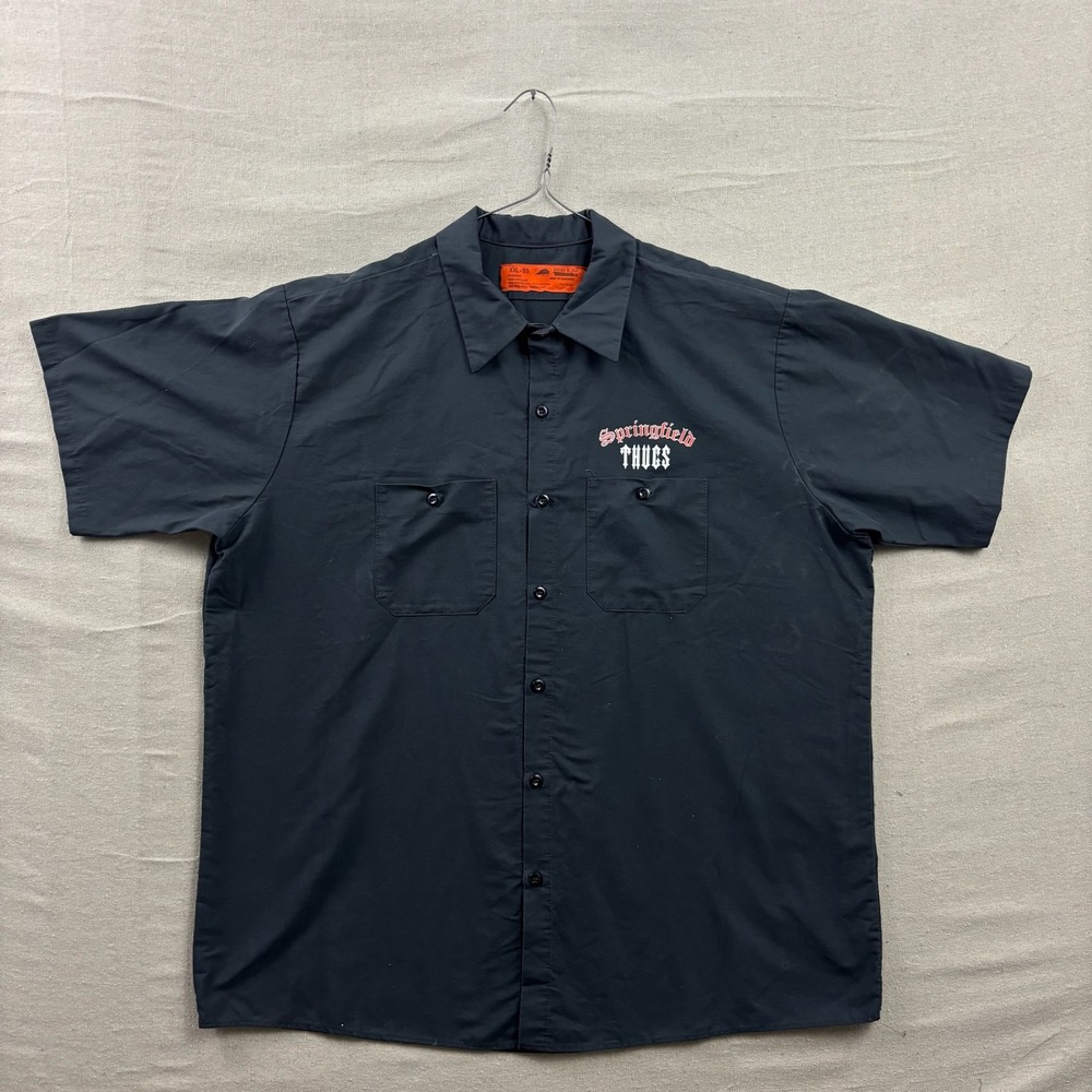 VTG Red Kap Springfield Thugs Work Shirt XXL Black The Simpsons Graphic Bully
